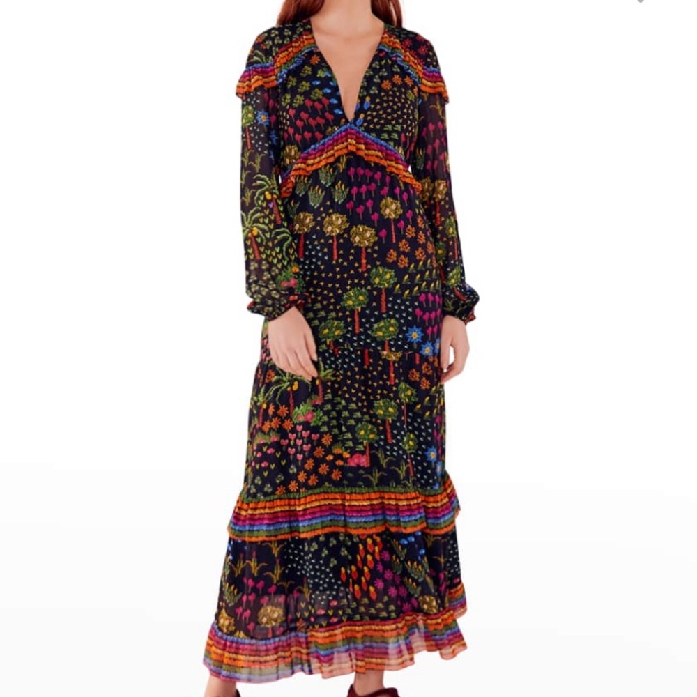 FARM RIO Rainbow Fruit Garden Maxi Dress (NWT)